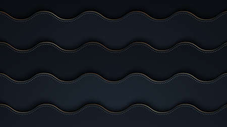 Abstract bright background with waves layers and halfton gold pattern. Realistic 3d cut paper effect. Vector illustration.のイラスト素材