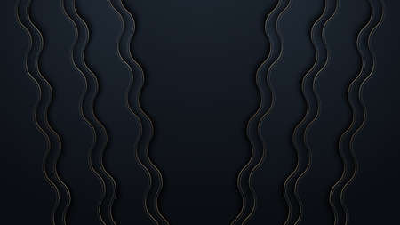 Abstract bright background with waves layers and halfton gold pattern. Realistic 3d cut paper effect. Vector illustration.のイラスト素材