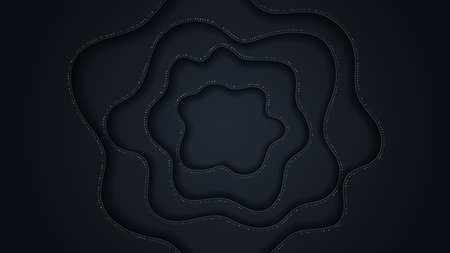 Abstract bright background with waves layers and halfton gold pattern. Realistic 3d cut paper effect. Vector illustration.のイラスト素材