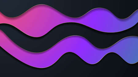 Abstract bright background with waves layers and halfton gold pattern. Realistic 3d cut paper effect. Vector illustration.のイラスト素材