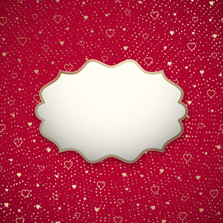 The Valentine s day background with frame. Golden 
hearts pattern. Vector illustration.のイラスト素材