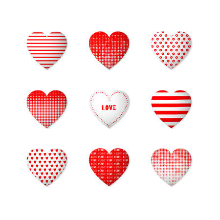 This is a set of red heart icons.のイラスト素材
