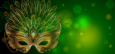 Mardi gras background with mask and feathers. Beautiful concept design for greeting card, party invitation, banner or flyer.の写真素材