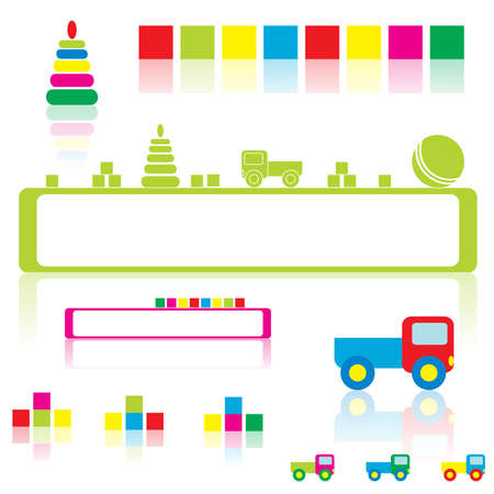 Baby toys and frames set.  illustration.のイラスト素材