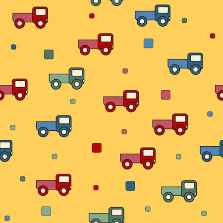 Seamless truck toys backgroundのイラスト素材