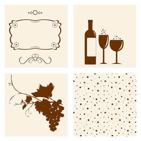 Winery design object silhouettes. のイラスト素材