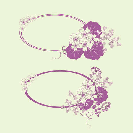 Meadow flowers frames set. Vector illustration.のイラスト素材