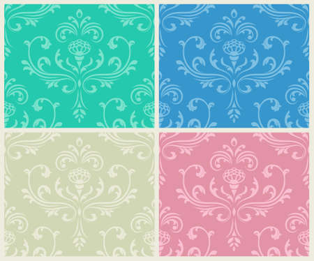 Classic ornate seamless backgrounds set. Vector illustration. のイラスト素材