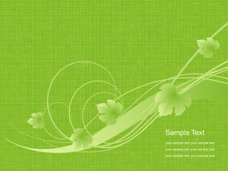 Woven structure background with green leafs. Vector illustration. のイラスト素材