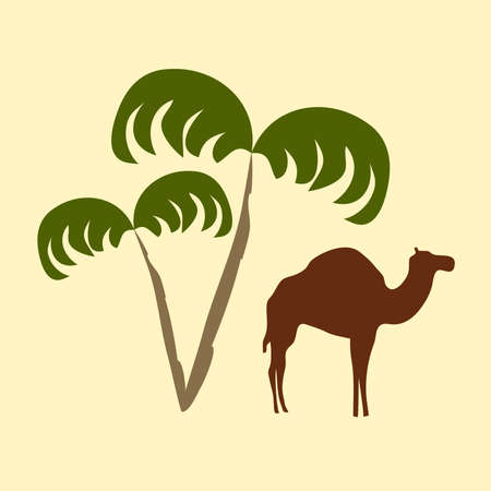 The camel silhouette with palm. Vector illustration.のイラスト素材