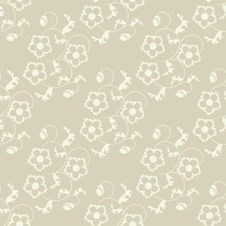 Seamless beige flowers background.のイラスト素材