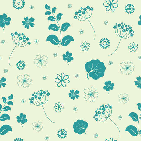 Garden flowers and herbs seamless background. のイラスト素材