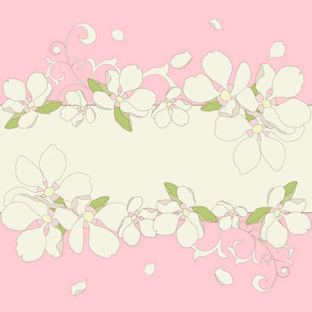 Vector illustration. Apple blossom frame background.のイラスト素材