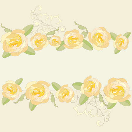 Yellow roses ornate frame background.のイラスト素材