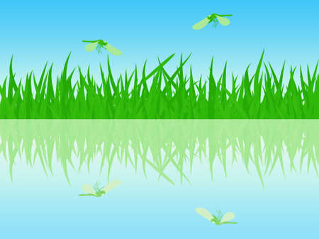 The beautiful summer meadow watersideのイラスト素材