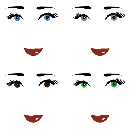 The woman faces set with different colors eyes.のイラスト素材