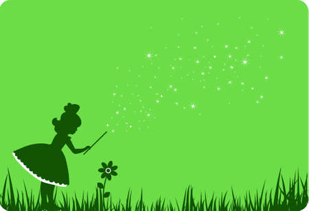 Green fairy and flower. のイラスト素材