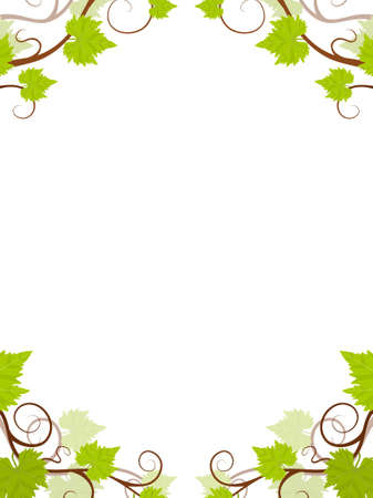 Grape vines frame. Vector illustration.のイラスト素材