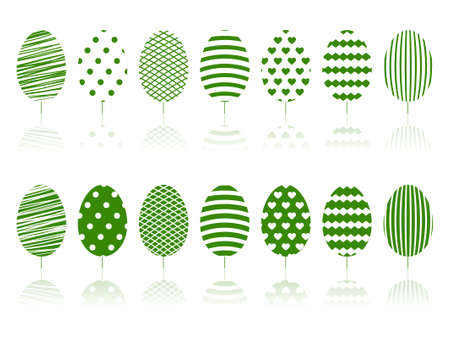 Green trees decoration set. Vector illustration.のイラスト素材