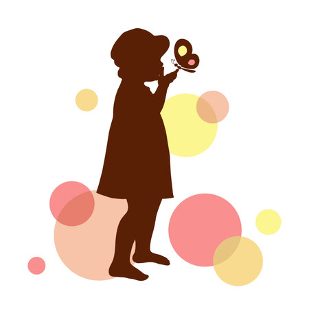 Girl silhouette with butterfly. Vector illustration.のイラスト素材