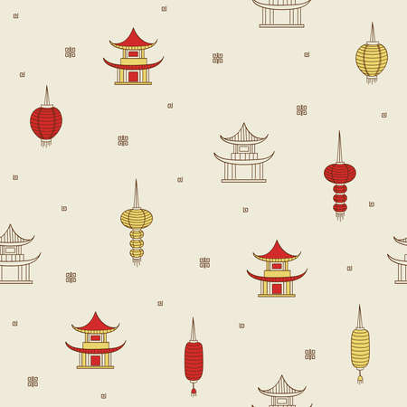 Chinese seamless background. Vector illustration. のイラスト素材