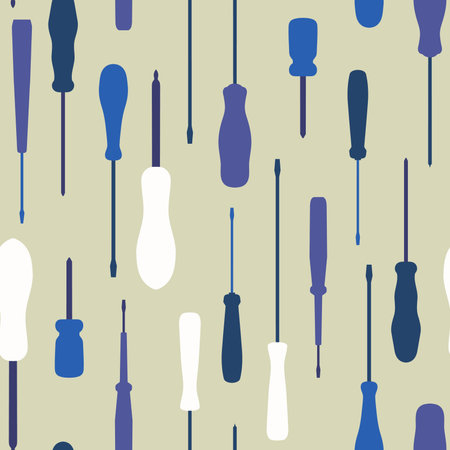 Seamless screwdrivers silhouettes background  Vector illustration 