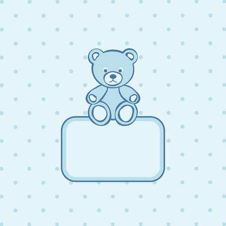 Teddy bear blue frame.  illustration.のイラスト素材