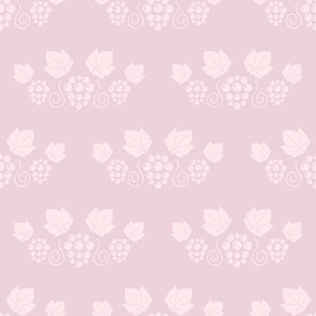 Seamless grape vines pink background. Vector illustration.のイラスト素材