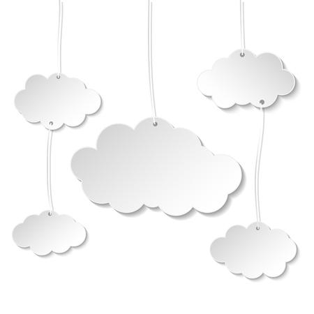 Cloud Paper style for your text , Banner for web design , isolated on white background , vector illustrationのイラスト素材