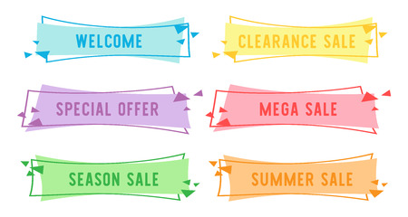 Special offer sale Flat Linear banner for your promotion design ,discount clearance event festival , illustration vector , price tag sticker badge posterのイラスト素材