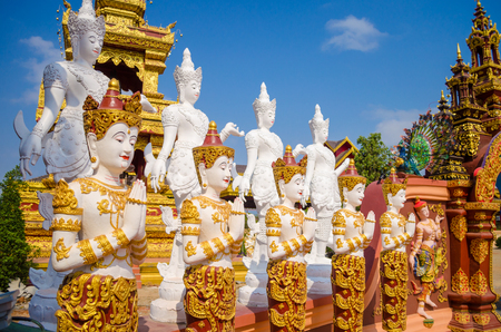 nine fairy statues in temple at Chiang Rai, Thailandの写真素材