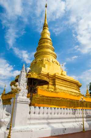 Great golden stupa at Nan, Thailandの写真素材