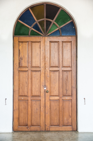 old door with colorful glassの写真素材