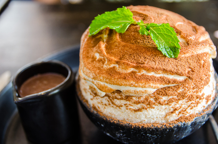 close up of chocolate bingsu dessertの写真素材