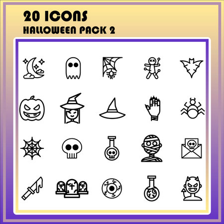Halloween icon pack 2, 20 iconsのイラスト素材
