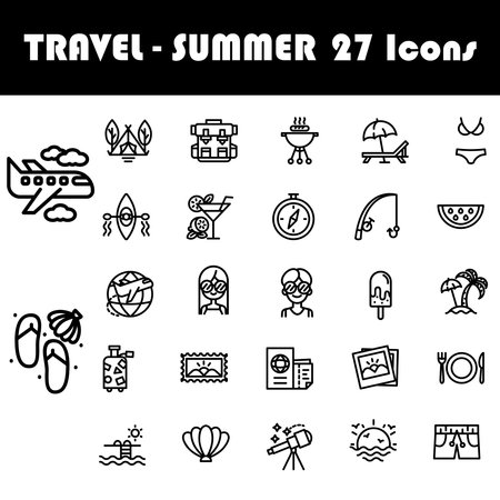 Icons for Traveling in Summer!のイラスト素材