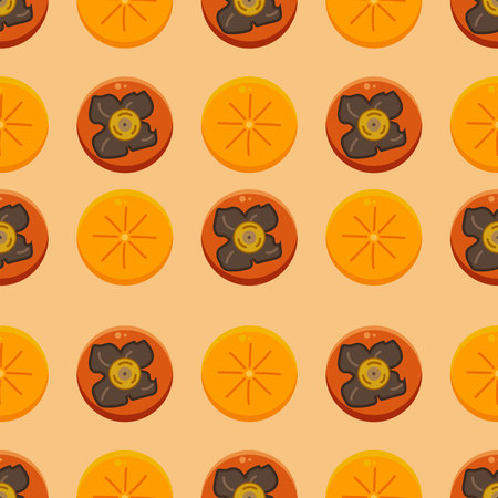 Seamless Persimmon Pattern Design, For Chinese New yearのイラスト素材
