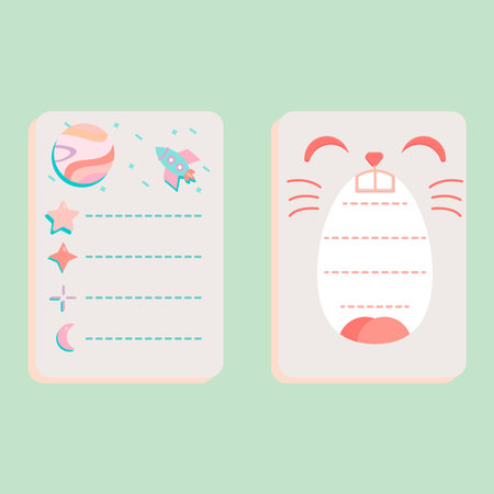 notebook labels, sticky notes, cute designのイラスト素材