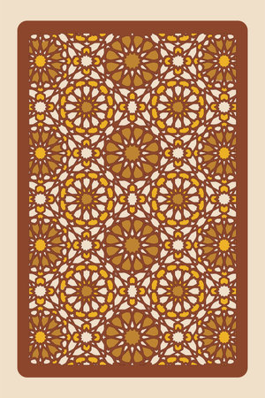 Set of ornamental islamic arabesque Background. Arabic traditional architecture Geometric Pattern. Set of decorative vector panels or screens for laser cutting.のイラスト素材