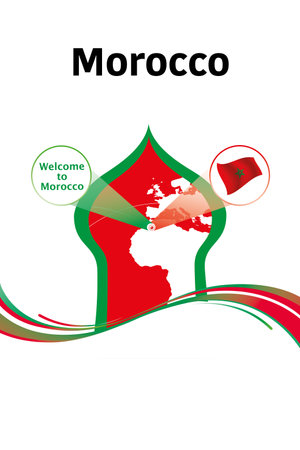 Map and National flag of Morocco. Location morocco on Africa map, vector image.のイラスト素材