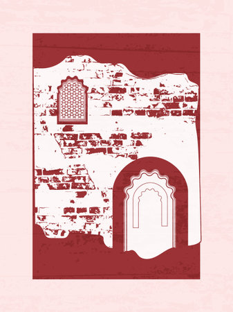 Brick wall with arabic window. Vector illustration. Eps 10のイラスト素材