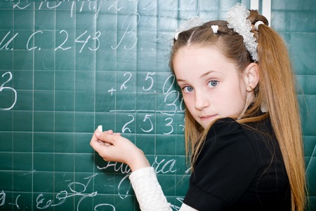 Back to School. Education. Student near Blackboard. School Life.の写真素材