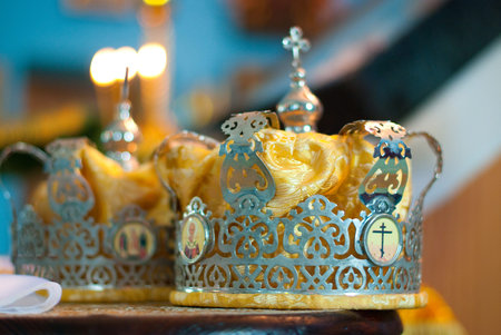 Two crowns the weddings intended for ceremony in orthodox church
