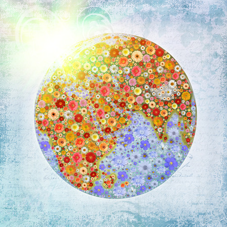 Blooming Planet Earth Illustration - Green Healthy Life - Ecology Concept.の写真素材