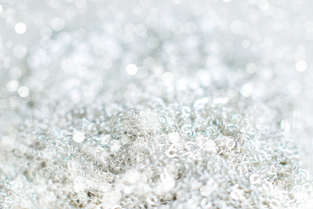 Christmas Winter Silver Bokeh Backgroundの写真素材