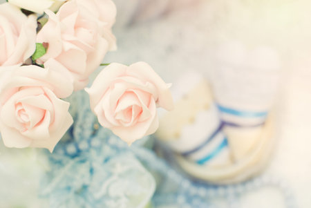 Pastel Background - Tender Roses on Lace Texture