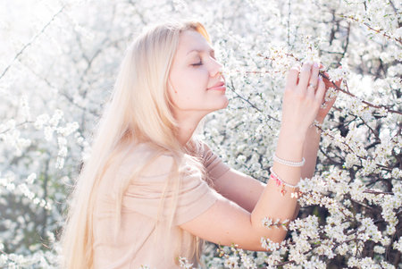 Romantic Portrait of Young Beautiful Blonde Woman