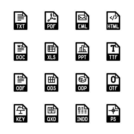 File type icons - Texts, fonts and page layoutのイラスト素材