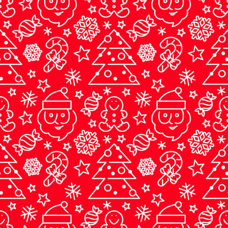 Christmas seamless pattern - Santa and candy canesの写真素材