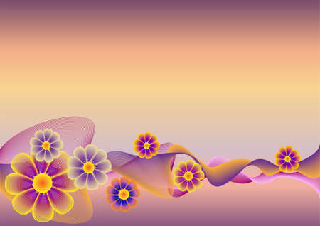 Flower background with waves. A vector illustrationのイラスト素材